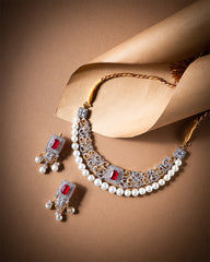 Victorian Ruby Pearl Elegance Gold Set