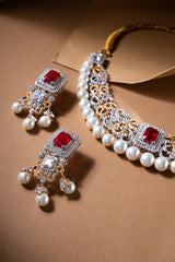 Victorian Ruby Pearl Elegance Gold Set