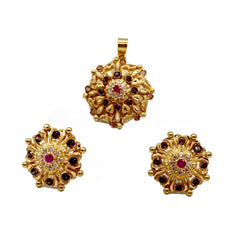 Garnet Gold Locket Set