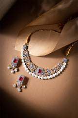 Victorian Ruby Pearl Elegance Gold Set