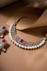 Victorian Ruby Pearl Elegance Gold Set