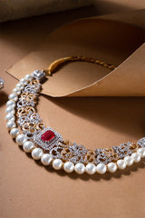 Victorian Ruby Pearl Elegance Gold Set