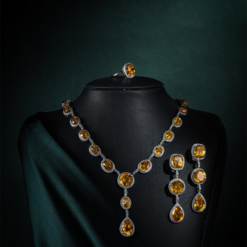 Luminous Topaz Majesty Diamond Necklace Set