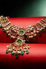 Emerald Kundan Bridal Silver Set