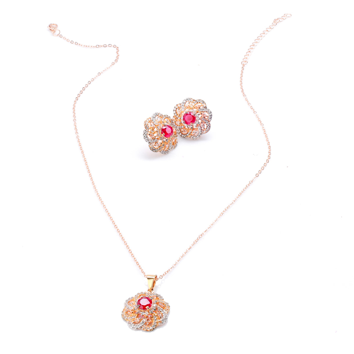 Regal Gemstone Symphony Silver Locket Set