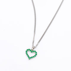 Emerald Hearts Silver Locket Set