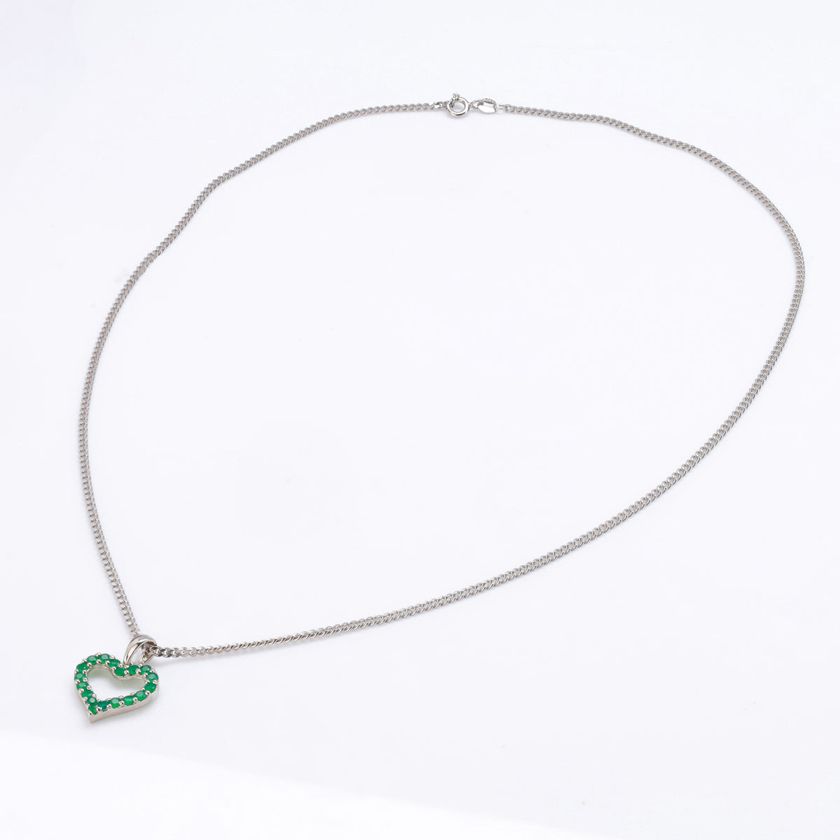 Emerald Hearts Silver Locket Set