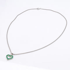 Emerald Hearts Silver Locket Set