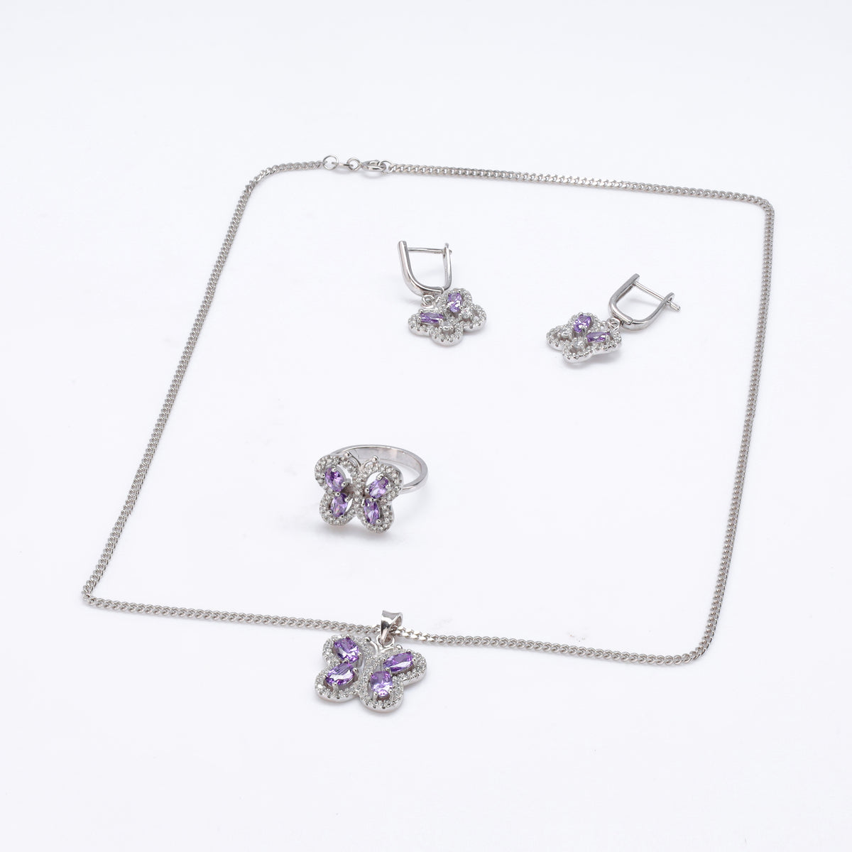 Amethyst Whispers Silver Locket Set