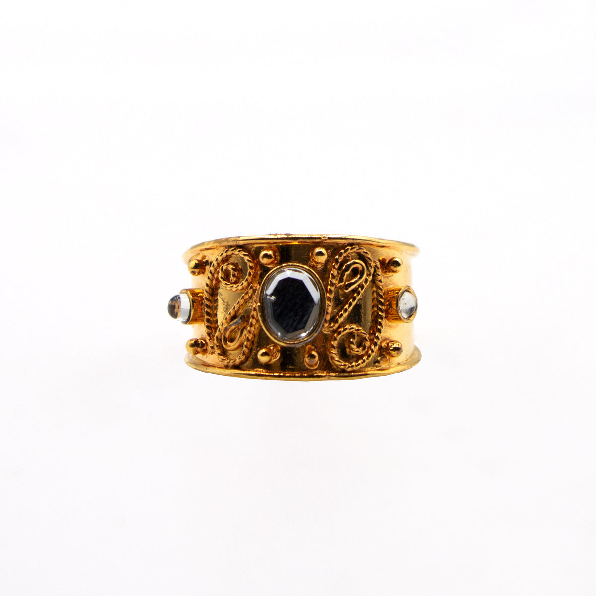 Kundan Silver Ring