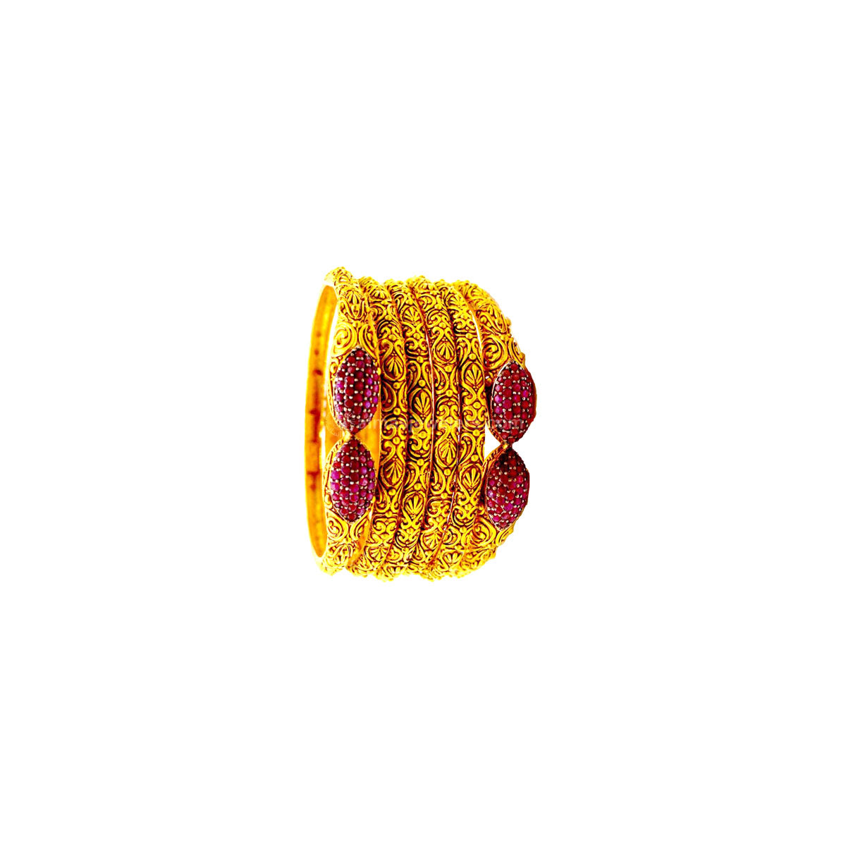 Ruby Gold Flame Bangles