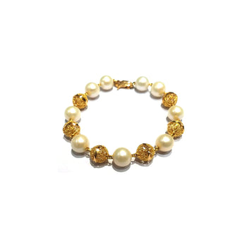 "Gleaming Pearl Gold Circlet Bracelet "