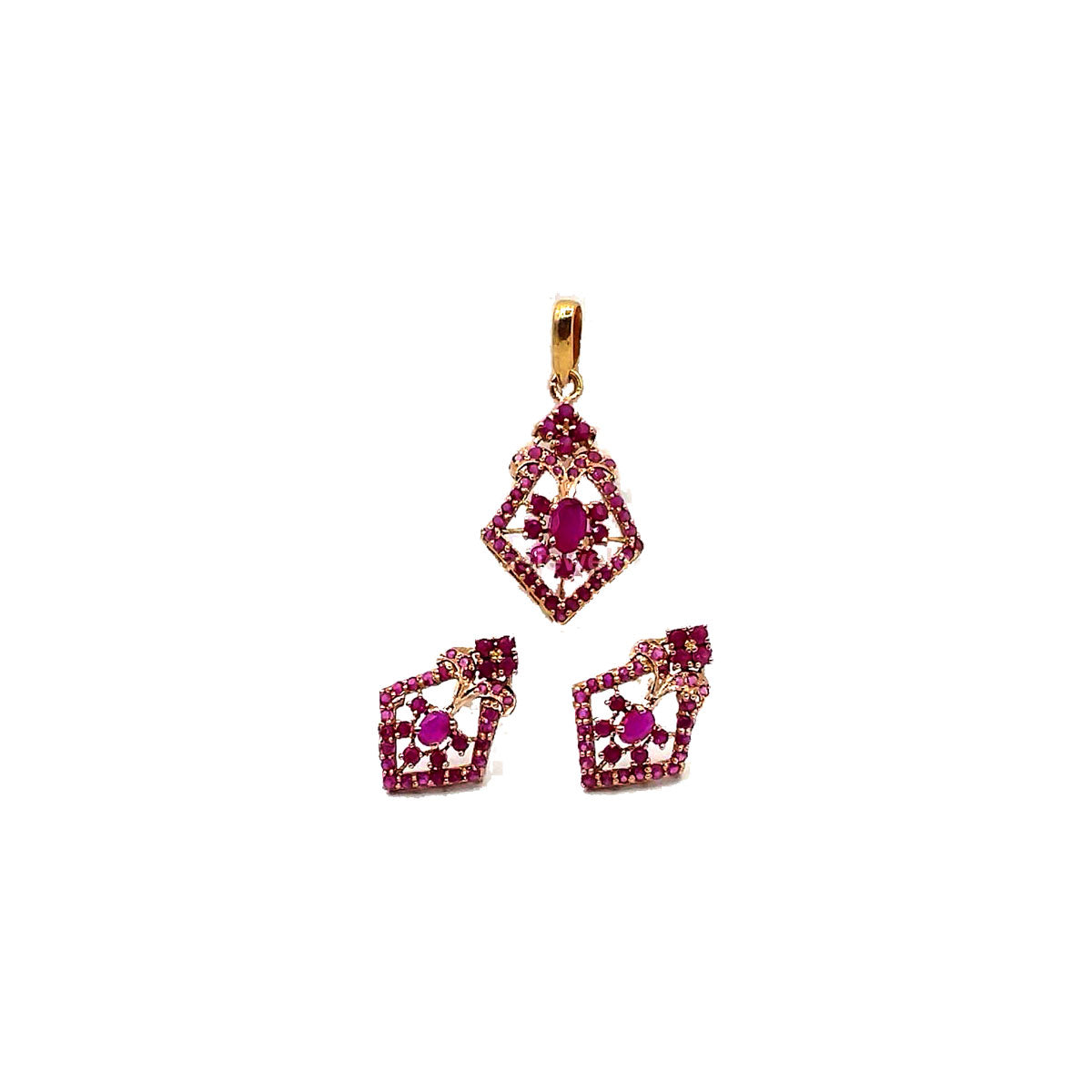 Ruby Gold Locket Set
