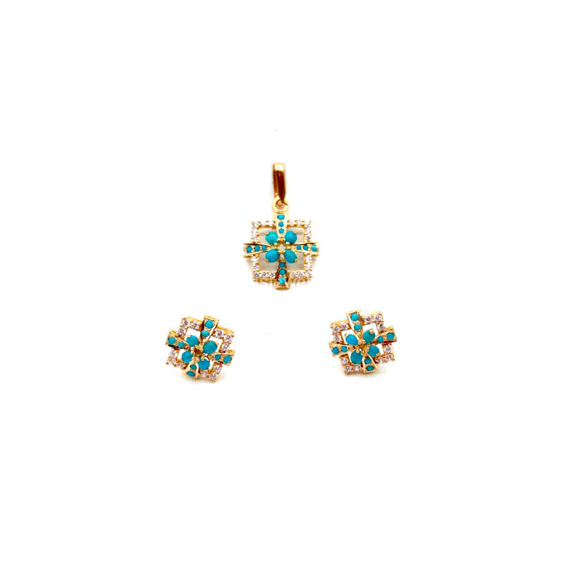 Feroza Gold Locket Set