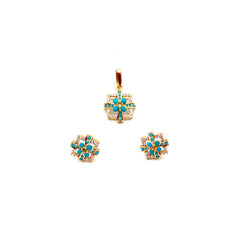 Feroza Gold Locket Set