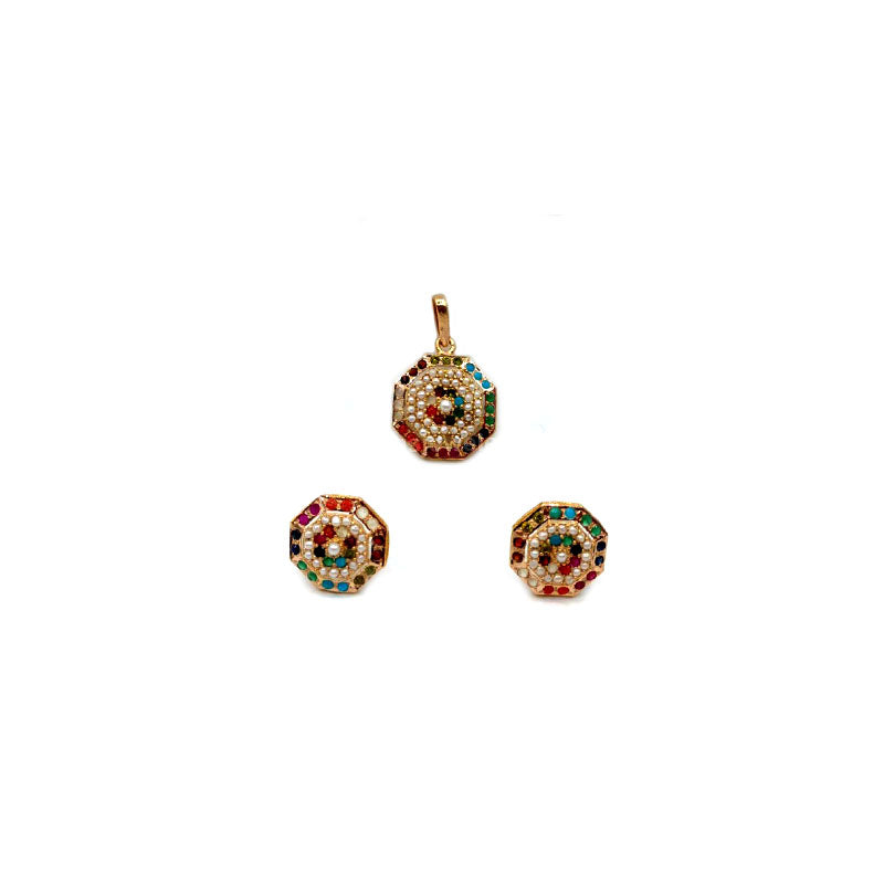 Naurattan Gold Locket Set