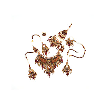 Grand Bridal Ruby & Pearl Set