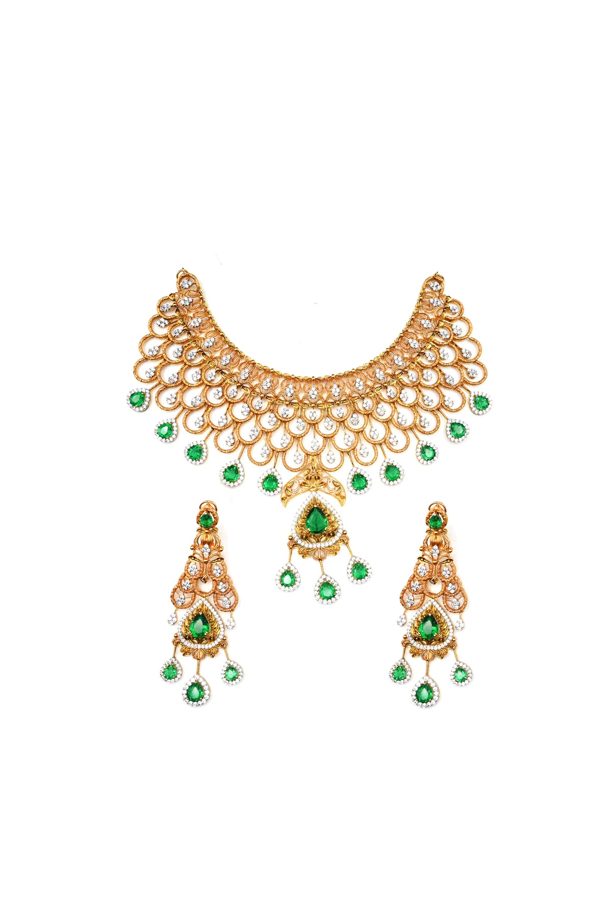 Emerald and Diamond Peacock Set