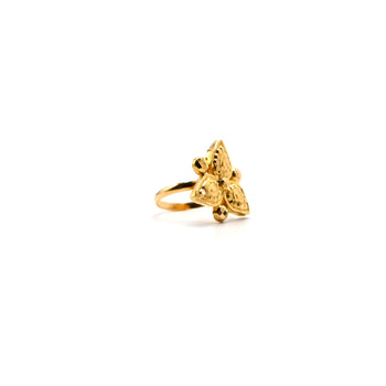 Floral Gold Stud with Diamond Accent