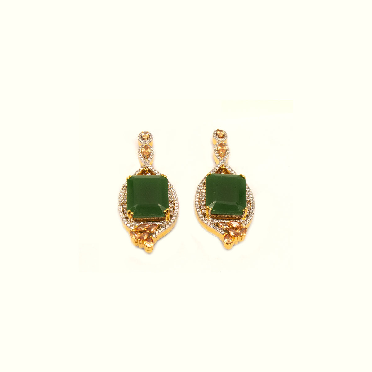 Opulent Emerald Topaz Earrings