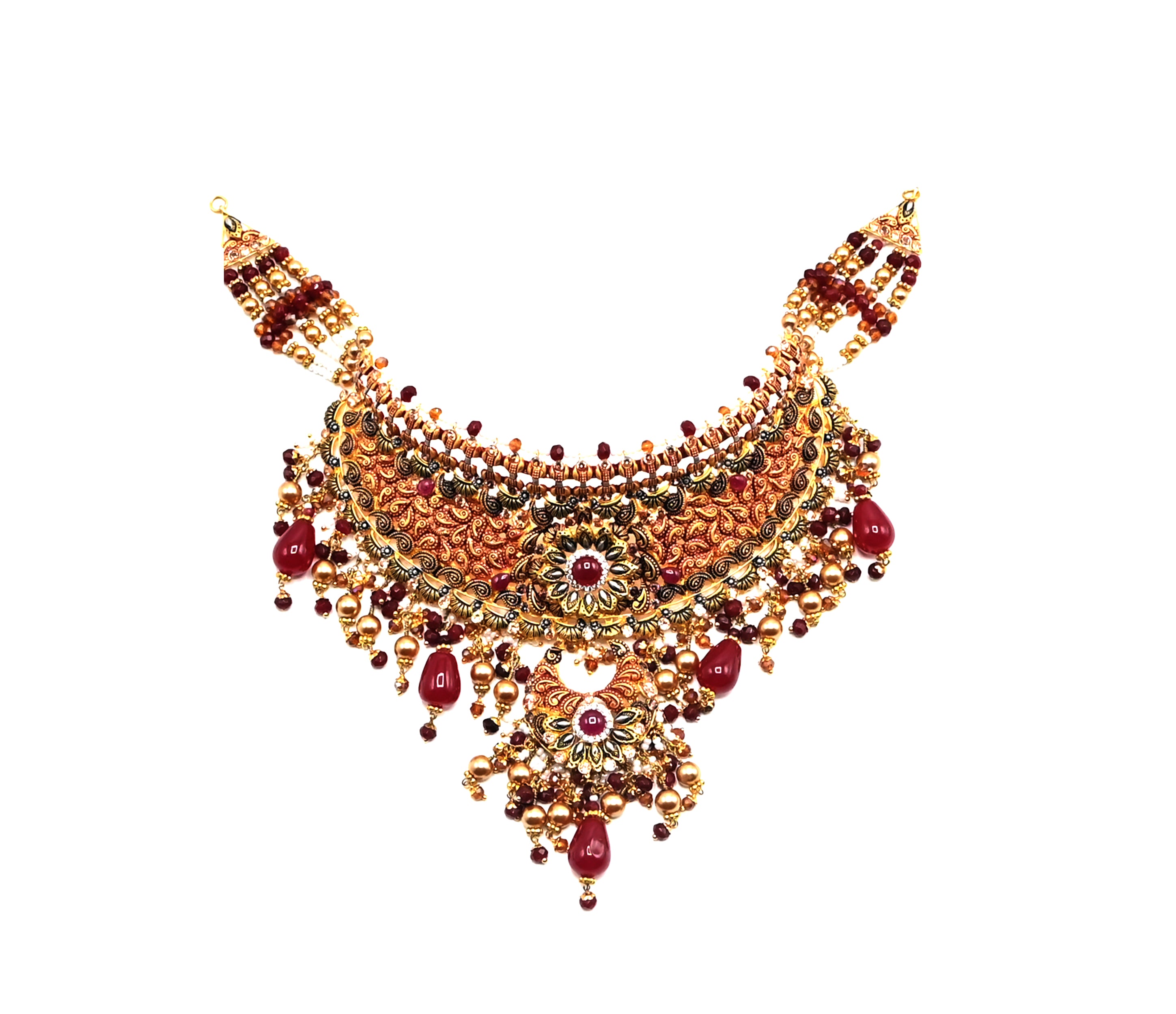 Grand Bridal Ruby & Pearl Set