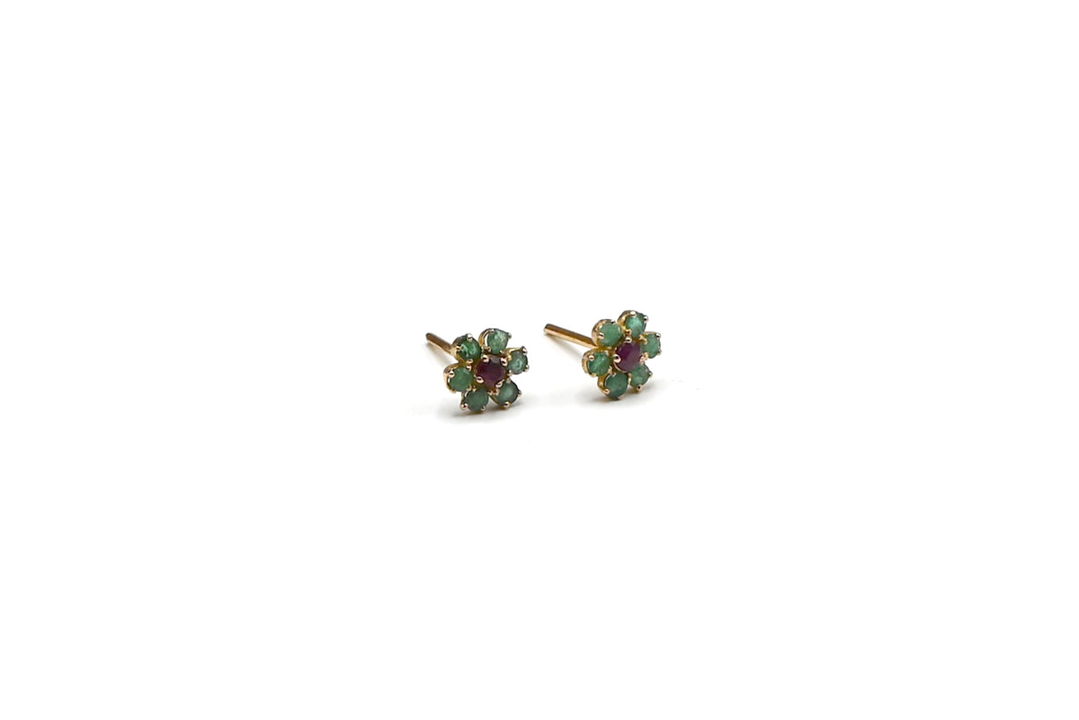 Emerald & Ruby Bloom Studs